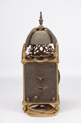 Lot 1341 - RICHARD AMES. A RARE 17TH CENTURY BRASS LANTERN CLOCK