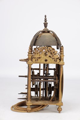 Lot 1341 - RICHARD AMES. A RARE 17TH CENTURY BRASS LANTERN CLOCK