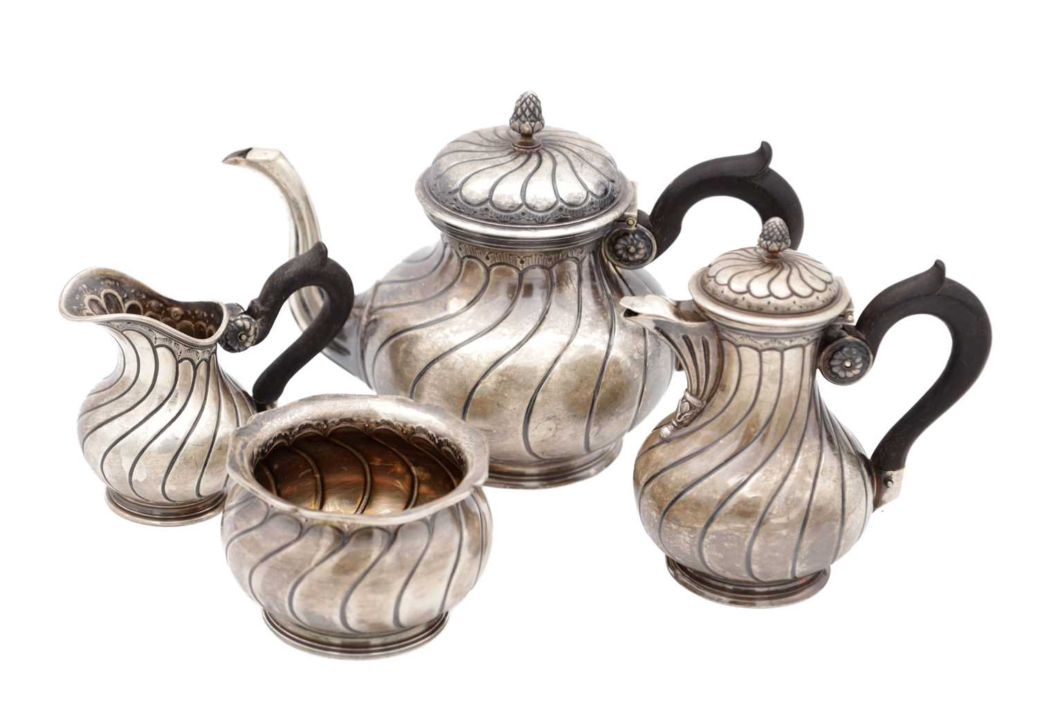 Lot 89 - A CONTINENTAL SILVER FOUR PIECE TEA SERVICE