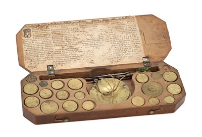 Lot 1134 - A RARE SET OF LATE 17TH CENTURY CASED COIN SCALES
