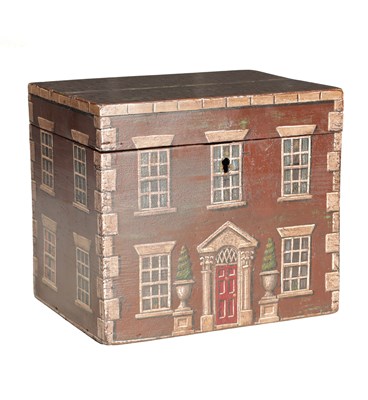 Lot 778A - A 19TH CENTURY AND LATER PAINTED LETTER BOX FORMED AS A COUNTRY HOUSE