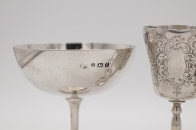 Lot 98 - TWO PAIRS OF ENGLISH SILVER DRINKING VESSELS