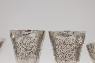 Lot 98 - TWO PAIRS OF ENGLISH SILVER DRINKING VESSELS