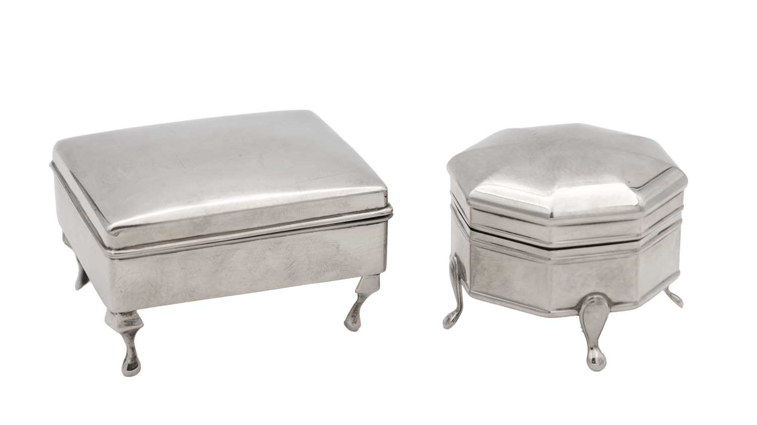Lot 35 - TWO SILVER TRINKET BOXES