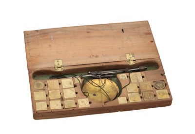 Lot 1008 - A RARE LATE 17TH CENTURY CASED COIN SCALES WITH BRASS WEIGHTS