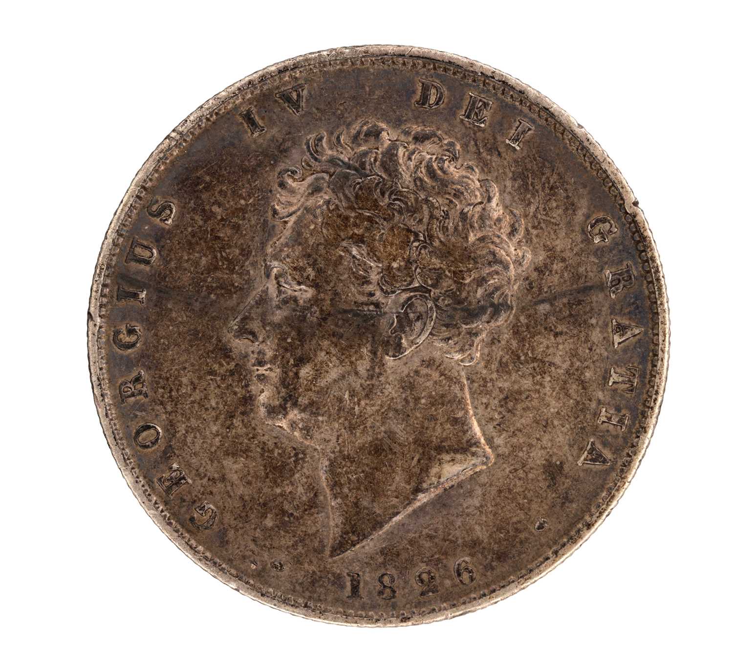 Lot 196 - AN 1826 ENGLISH SILVER GEORGE IV BARE HEAD HALF-CROWN