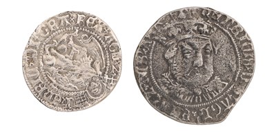 Lot 139 - TWO REPRODUCTION ENGLISH HAMMERED SILVER METAL COINS