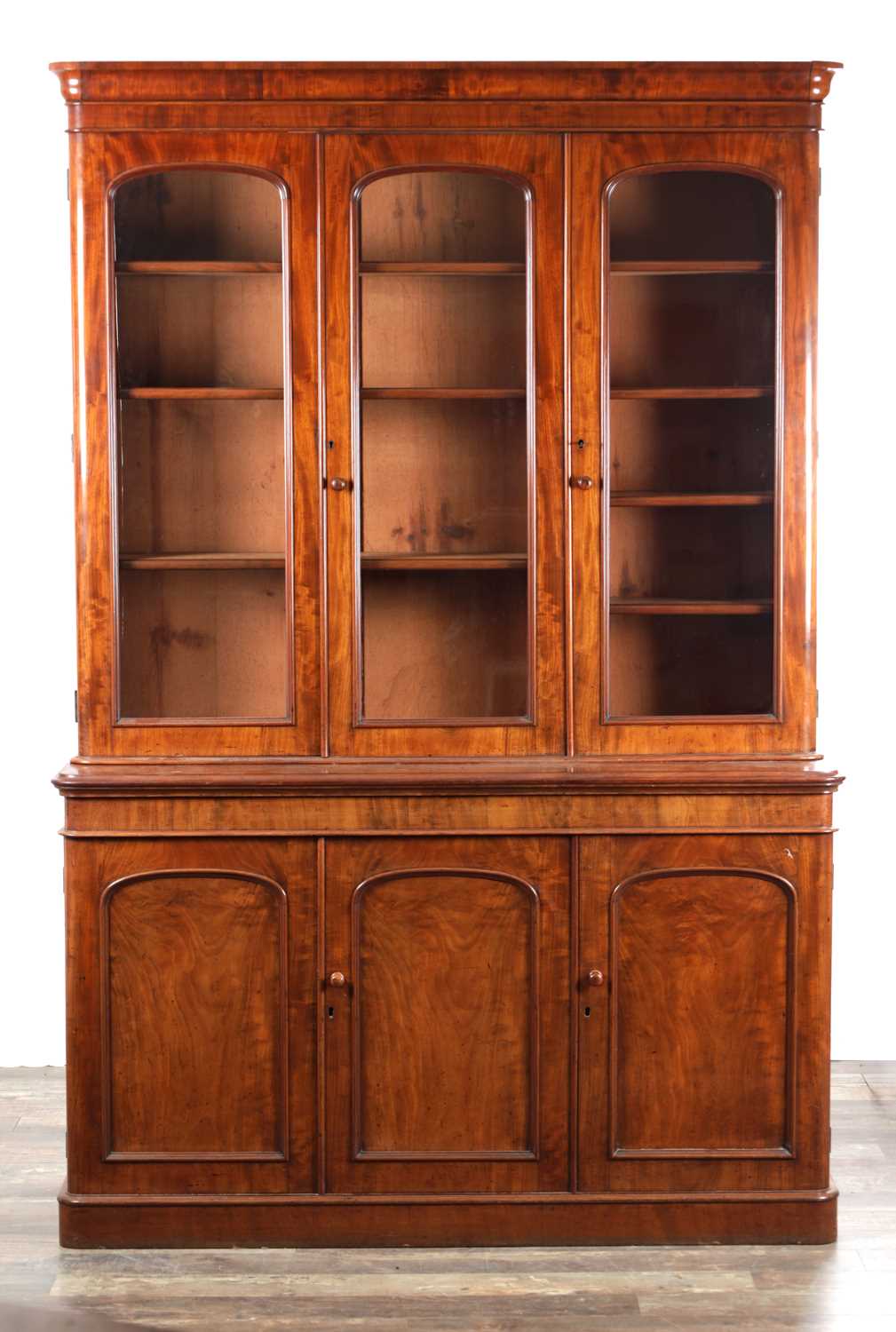 Lot 1504 - A 19TH CENTURY MAHOGANY LIBRARY BOOKCASE
