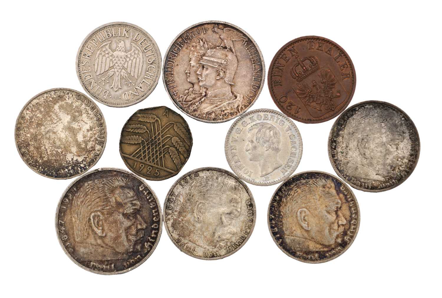 Lot A COLLECTION OF TEN GERMAN COINS