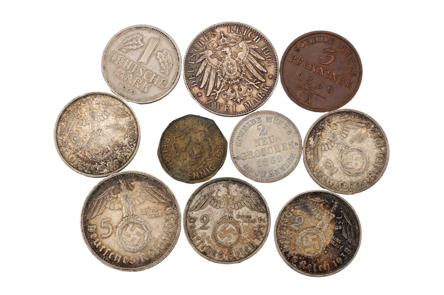 Lot 588 - A COLLECTION OF TEN GERMAN COINS