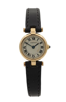 Lot 432 - A LADIES 18CT GOLD CARTIER VENDOME QUARTZ WRIST WATCH