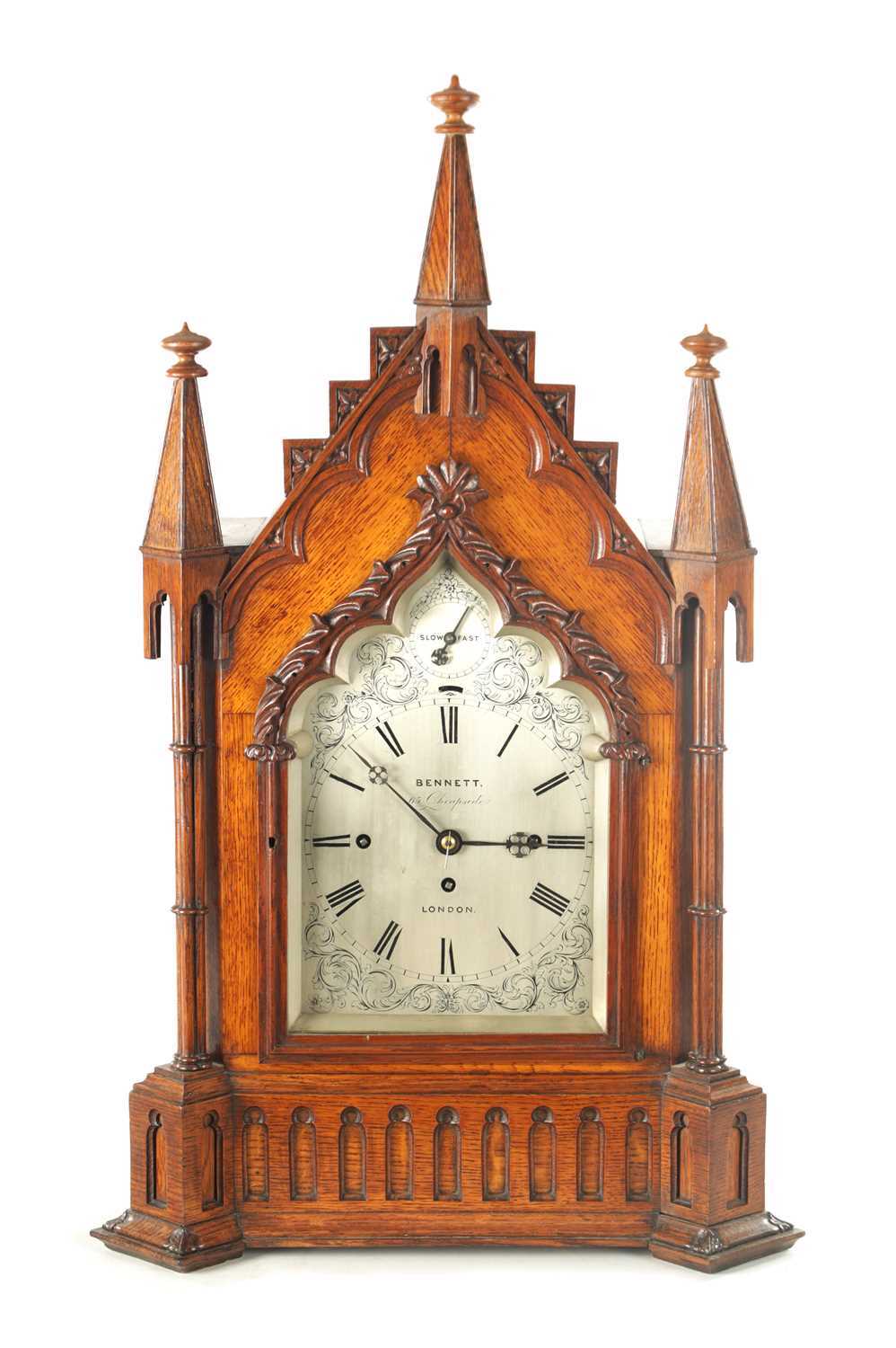Lot 1363 - SIR JOHN BENNETT, LONDON. A MID 19TH CENTURY TRIPLE FUSEE QUARTER CHIMING BRACKET CLOCK