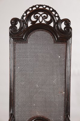 Lot 1583 - A PAIR OF WILLIAM AND MARY WALNUT HIGH-BACK CANED ARMCHAIRS