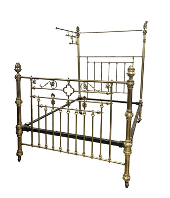 Lot 1646 - A VICTORIAN BRASS HALF-TESTER BED FRAME