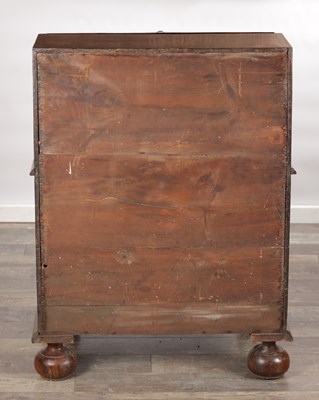 Lot 1674 - A WILLIAM AND MARY HERRINGBONE INLAID FIGURED WALNUT BUREAU OF SMALL SIZE