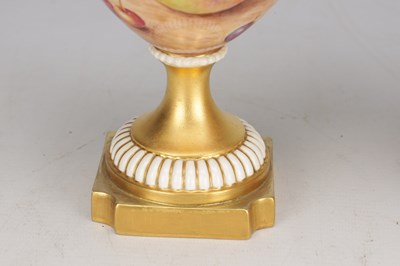 Lot 593 - A PAIR OF 1969 ROYAL WORCESTER PORCELAIN FRUIT-PAINTED CABINET VASES