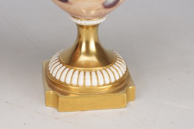Lot 593 - A PAIR OF 1969 ROYAL WORCESTER PORCELAIN FRUIT-PAINTED CABINET VASES