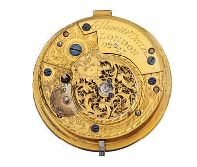 Lot 512 - ELLICOTT AND TAYLOR, LONDON. AN ENGLISH GILT FUSEE POCKET WATCH MOVEMENT
