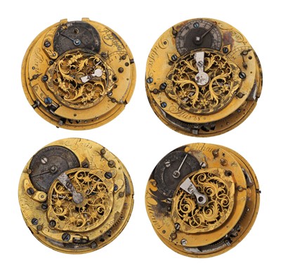 Lot 493 - A COLLECTION OF FOUR FRENCH REPEATING FUSEE POCKET WATCH MOVEMENTS