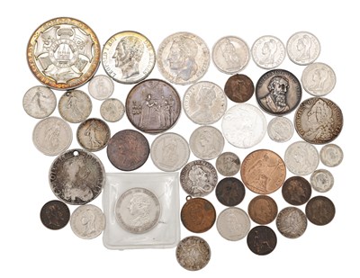 Lot 179 - A COLLECTION OF 19TH AND 20TH CENTURY SILVER AND BASE METAL COINS AND MEDALS