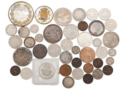 Lot 179 - A COLLECTION OF 19TH AND 20TH CENTURY SILVER AND BASE METAL COINS AND MEDALS