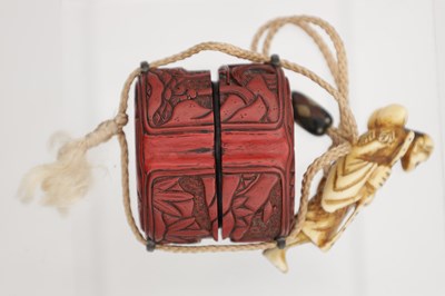 Lot A JAPANESE MEIJI PERIOD CINNABAR LACQUERED INRO