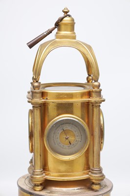 Lot 1352 - GUILMET, PARIS. A 19TH CENTURY FRENCH GILT AND SILVERED BRONZE INDUSTRIAL AUTOMATON LIGHTHOUSE CLOCK