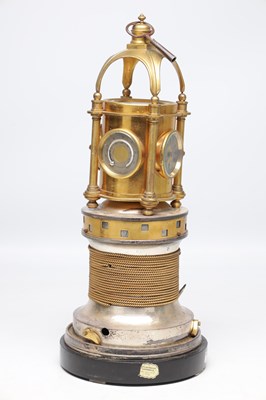 Lot 1352 - GUILMET, PARIS. A 19TH CENTURY FRENCH GILT AND SILVERED BRONZE INDUSTRIAL AUTOMATON LIGHTHOUSE CLOCK