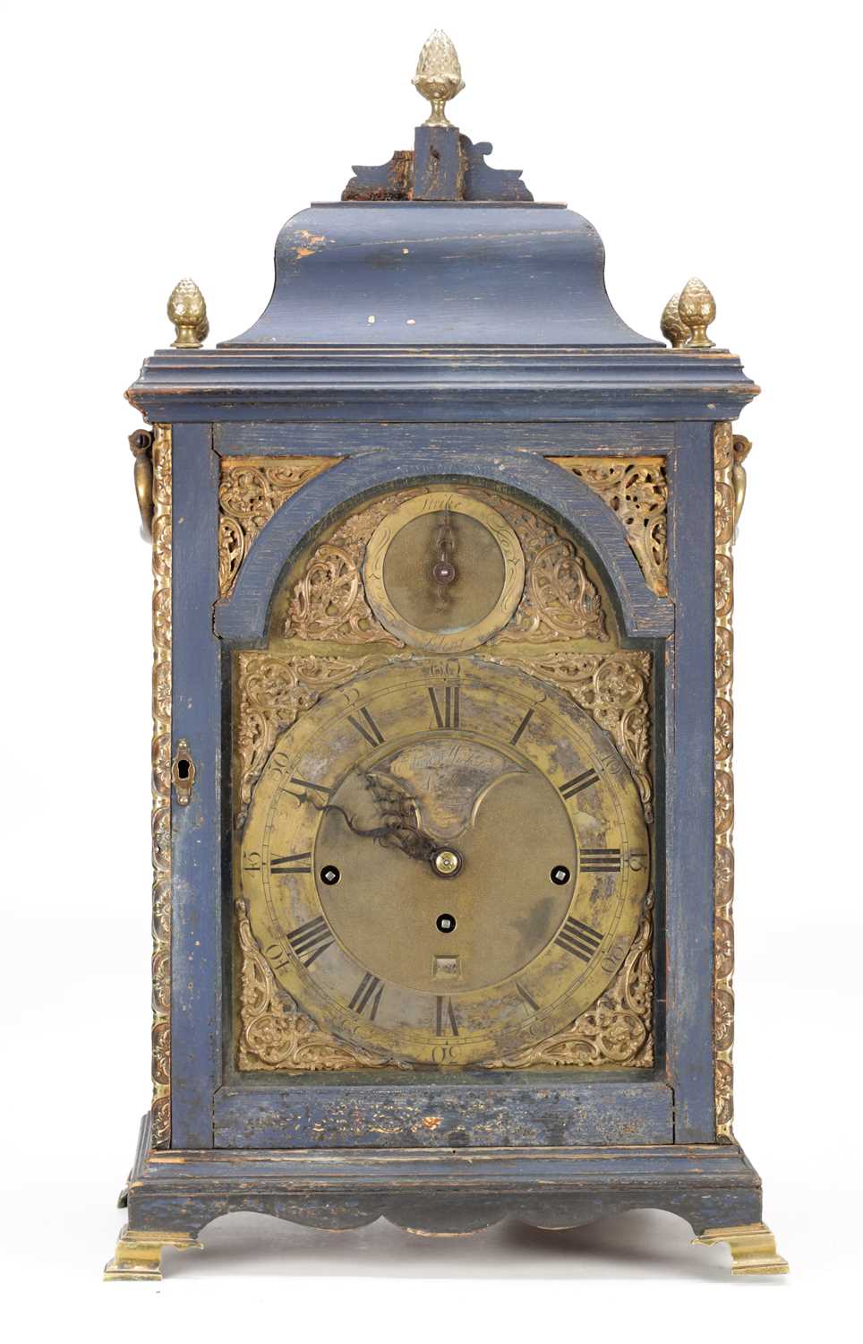 Lot 1285 - EDWARD WICKSTEED, LONDON. A RARE BLUE LACQUER CHINOISERIE QUARTER CHIMING VERGE BRACKET CLOCK
