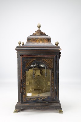 Lot 1285 - EDWARD WICKSTEED, LONDON. A RARE BLUE LACQUER CHINOISERIE QUARTER CHIMING VERGE BRACKET CLOCK