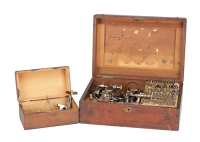 Lot 526 - A GOOD QUALITY BOXED WATCHMAKER'S LATHE
