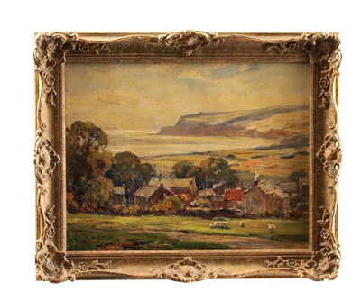 Lot 908 - OWEN BOWEN (BRITISH, 1873-1967) AN EARLY 20TH CENTURY OIL ON CANVAS COASTAL LANDSCAPE