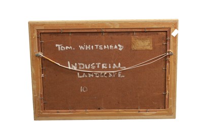 Lot 891 - TOM WHITEHEAD A MODERN OIL ON BOARD INDUSTRIAL LANDSCAPE