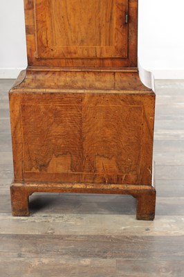 Lot 1324 - JOHN GREAVES, NEWCASTLE. A GEORGE II FIGURED WALNUT TIDAL LONGCASE CLOCK