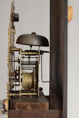 Lot 1324 - JOHN GREAVES, NEWCASTLE. A GEORGE II FIGURED WALNUT TIDAL LONGCASE CLOCK