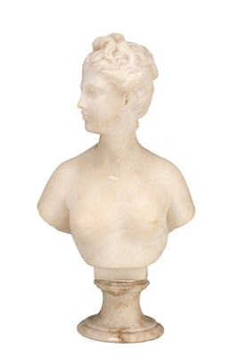 Lot 1099 - A SMALL LATE 19TH CENTURY WHITE MARBLE BUST