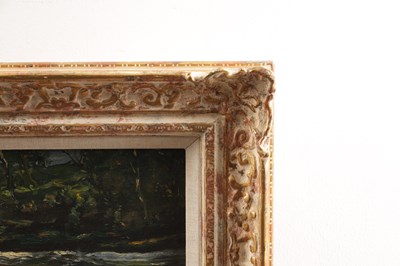 Lot 880 - GEORGE GRAHAM (1881-1949) AN EARLY 20TH CENTURY OIL ON CANVAS WATERFALL LANDSCAPE