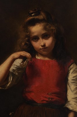Lot 862 - ALEXIS VOLLON (PARIS 1865-1945) A LATE 19TH CENTURY FRENCH OIL ON CANVAS PORTRAIT OF A YOUNG GIRL "VINCENETTE"
