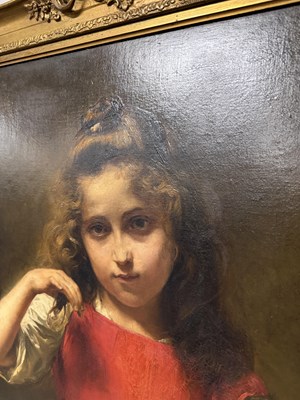 Lot 862 - ALEXIS VOLLON (PARIS 1865-1945) A LATE 19TH CENTURY FRENCH OIL ON CANVAS PORTRAIT OF A YOUNG GIRL "VINCENETTE"