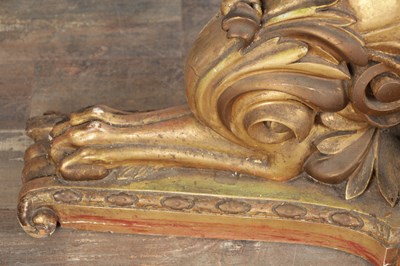 Lot 1571 - A GOOD 19TH CENTURY CARVED GILTWOOD CONSOLE TABLE