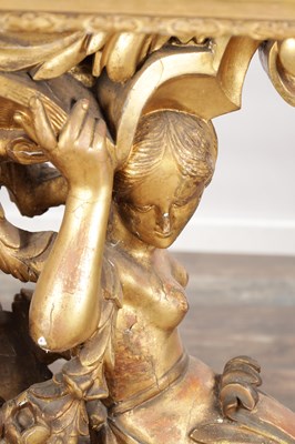 Lot 1571 - A GOOD 19TH CENTURY CARVED GILTWOOD CONSOLE TABLE