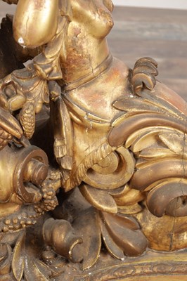 Lot 1571 - A GOOD 19TH CENTURY CARVED GILTWOOD CONSOLE TABLE