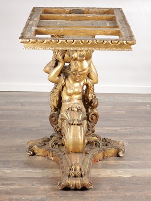Lot 1571 - A GOOD 19TH CENTURY CARVED GILTWOOD CONSOLE TABLE
