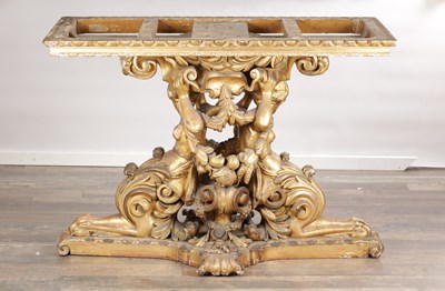 Lot 1571 - A GOOD 19TH CENTURY CARVED GILTWOOD CONSOLE TABLE