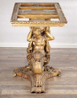 Lot 1571 - A GOOD 19TH CENTURY CARVED GILTWOOD CONSOLE TABLE