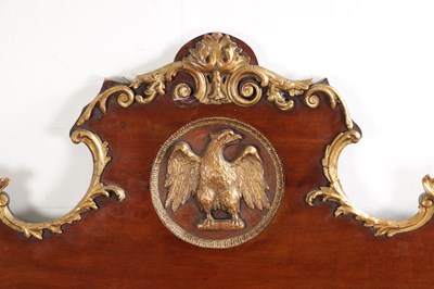 Lot 1573 - A LATE 19TH CENTURY MAHOGANY AND PARCEL GILT OVERMANTEL MIRROR