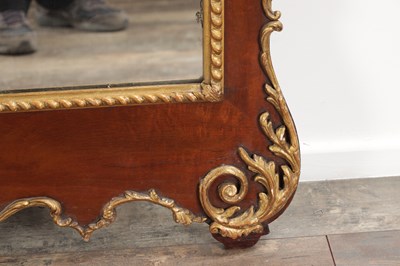 Lot 1573 - A LATE 19TH CENTURY MAHOGANY AND PARCEL GILT OVERMANTEL MIRROR