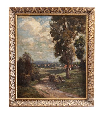 Lot 928 - WILLIAM CHARLES RUSHTON (BRITISH 1860-1921) A LATE 19TH CENTURY OIL ON CANVAS LANDSCAPE