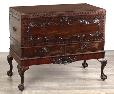 Lot 1622 - A GEORGE II MAHOGANY SILVER CHEST IN THE MANNER OF THOMAS CHIPPENDALE