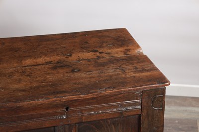 Lot 1522 - A 17TH CENTURY OAK MARRIAGE COFFER